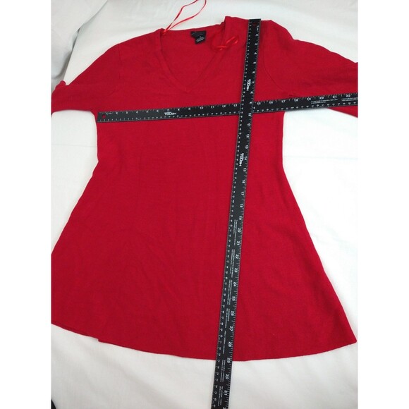 New Direction SZ M Red MINI Dress Long Bell Sleeve Christmas Party Retro Costume - Picture 4 of 9